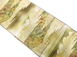 山並に樹木模様織り出し　袋帯